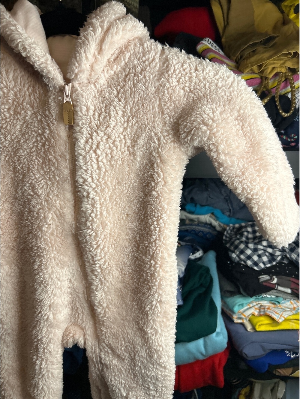 Carter's 9M Fuzzy Bear Hooded One-Piece Baby Outfit